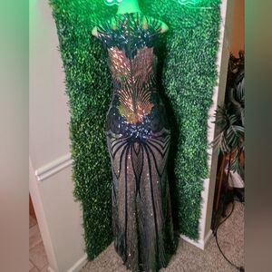 Banjul Black and Gold Evening Gown